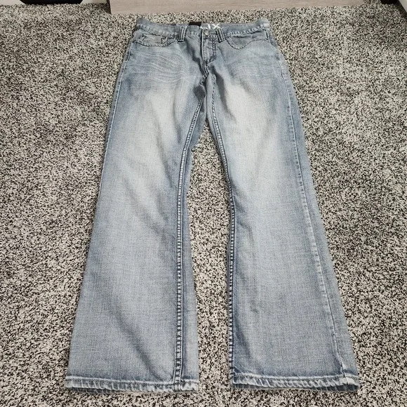 Y2k Helix Jeans Mens 32x32 Blue Relaxed Boot Faded Whisker Grunge Skater Punk - Picture 5 of 8